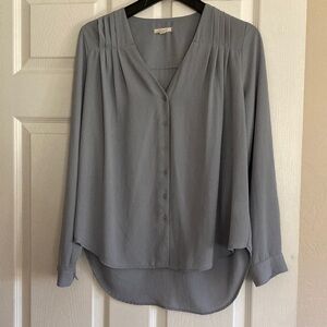 Nordstrom Brand Pleione Gray Button-Down Blouse